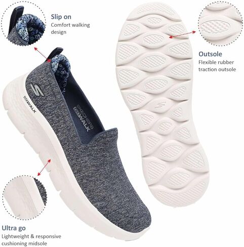 حذاء رياضي نسائي من Skechers GO Walk Flex-Clever View، رمادي، عرض 6.5 in Kuwait