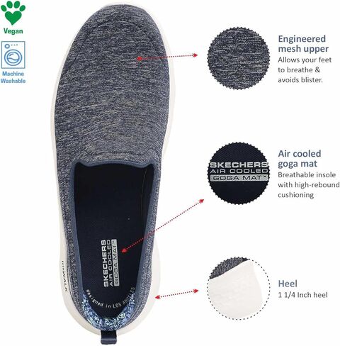حذاء رياضي نسائي من Skechers GO Walk Flex-Clever View، رمادي، عرض 6.5 in Kuwait