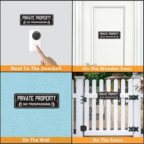 No Trespassing Signs Private Property, (2 Pack) Self-adhesive Aluminum Signs for House Door or Wall, 9 x 3 inch Reflective No Fade Metal Sings for Indoor Outdoor Use (No Trespassing) in Saudi Arabia