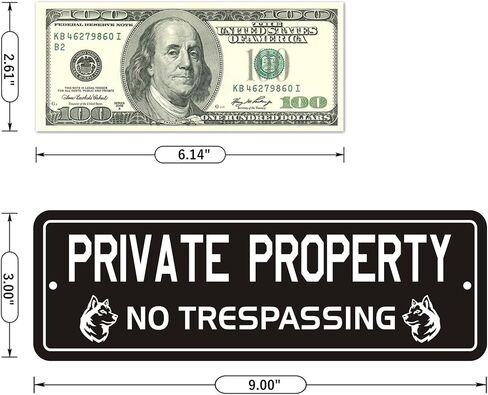 No Trespassing Signs Private Property, (2 Pack) Self-adhesive Aluminum Signs for House Door or Wall, 9 x 3 inch Reflective No Fade Metal Sings for Indoor Outdoor Use (No Trespassing) in Saudi Arabia