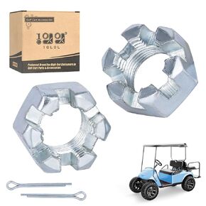 10L0L 2 Set Golf Cart Hexagon Slotted Nut & Pinning,Hexagon Nuts Kits for EZGO TXT 1976-Up Replacement Part 5/8-1815483-G1/612928 3010387-G1