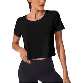 SweatyRocks Women's Open Back Workout Top Backless Athletic Shirt Sport Lifespree Back Crop Sports Tee