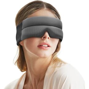 Full Size Sleep Mask for Side Sleeper Women Men, FACEMOON Ultra Soft and Skin Friendly Eye Mask with Memory Foam, Blindfold for Light Blocking, Airplane, Meditation, Yoga, Nap, Swift Worker, Grey