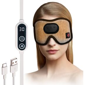 Heated Eye Mask with Bluetooth Headphones SYPVRY Wireless Sleep Eye Mask Headphones for Sleeping with Temperature & Timer Control, Warm Eye Compress USB Heated Mask for Dry Eyes Style,Grey