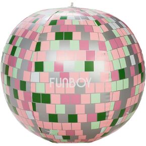 FUNBOY كبيرة الحجم 20 بوصة قابلة للنفخ ديسكو كرة معدنية نمط كرة الشاطئ قابلة للنفخ مع حلقة تعليق