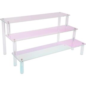 رف عرض أكريليك ملون 3 طبقات حامل عرض العطور بطول 12 بوصة أرفف حلوى كب كيك للحفلات والديكور والمنظم in Kuwait