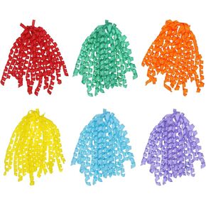 MECCANIXITY 6 Count 6" Large Curly Bows Curling Ribbon for Balloon Gift Wrapping Presents with Self Adhesive, Green/Pink/Purple/Yellow/White/Blue