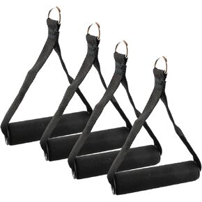 Set of 4 Heavy-Duty Cable Machine Handles for Gym Equipment, Resistance Bands, and Strength Trainers - Includes 4 Carabiners for Home Exercise