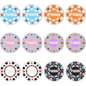12 Pcs Golf Ball Marker Poker Chips Golf Marker Gifts Set Funny Golf Accessories Creative Golf Marker Bulk Collection Poker Chip Ball Marker for Adult Women Men Accessories