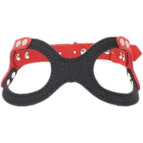 Dogs Kingdom Classic Leather Belt Dog Harness Dog Eyeglass Chest Strap Double-Sided Ultra-Fiber Material Red L
