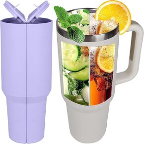 Inner Divider Tray for Stanley Cup 2-in-1 Beverage Seperator with Lid and Straw Hole Silicone Liner Inner Cup Section Tray for Stanley Cup 40 oz Dual Side Cup Sleeve for Juice Coffee Cola and More