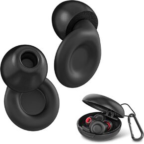 Ear Plugs for Sleeping Noise Cancelling,Yawsoy 2 Pairs of Reusable Silicone Ear Plugs for Noise Reduction 25-35dB with 14 Silicone/Foam Ear Tips,Earplugs for Concert,Snoring Blocking,Motorcycle(Black)
