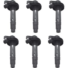 Ignition Coil Pack Iridium Spark Plug Set of 6 UF553 7T4Z-12029-E Compatible with Ford Lincoln Mazda F-150 Explorer Taurus Mustang MKS MKX CX-9