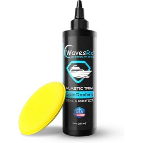 EpicRestore Marine Plastic Trim Restorer & Vinyl Protectant | Black Plastic Restorer for Boats & PWC | Ceramic Coating UV Protection & Boat Vinyl Cleaner for Marine Use – 8.4 fl oz Seals & Protects
