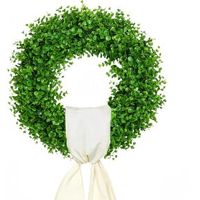 20" Boxwood Wreath Front Door Artificial Spring Wreath Green Wreaths for Front Door for Home Wedding Wall Window Decoration