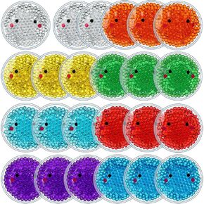 24 Pack Smile Boo Boo Ice Packs Small Gel Hot Cold Packs Round Reusable Ice Packs Gel Bead Multicolored Ice Pack Cold Compress for Pain Relief Toothache Supplies, 4 x 4 Inches