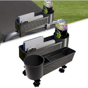 Golf Cart Organizer Drink Holder for Rear Seat 2-Pack, Golf Storage with Phone Holder Compatible with EZGO/Club Car/Yamaha & Most Golf Cart, Fit Flat Squre & Round Tube No Drilling Required