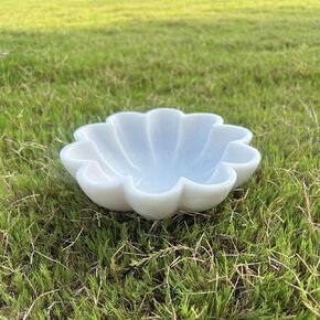HandCrafted Marble Large Decorative Bowl | White Decorative Bowls for Home Decor | Ruffle Bowl | Scalloped Bowl | Fluted Bowl | Key/Fruit Bowl | Ring Dish | Organic Modern Home Decor Bowl (8 Inches)