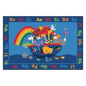 Carpets for Kids KID$Value Plus 96.96 Noah's Alphabet Animals 8ft x 12ft Rectangle Blue