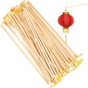HOMSFOU 35Pcs Festival Lantern Handle, Lantern Holding Pole, Lanterns Making Stick Wooden Lantern Sticks for DIY Craft Wedding Party Decoration