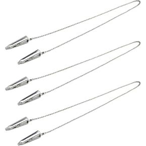 3pcs Napkin Clips Bib Holder Clip with Flexible Ball Chains and Alligator Clamps for Dental, Adult and Kids - 23.6 Inch Length