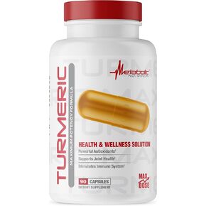 Metabolic Nutrition Turmeric Curcumin with Black Pepper Extract, 2300mg, Vegan Capsules, Natural Joint & Healthy Immune Support, Non-GMO, Gluten Free