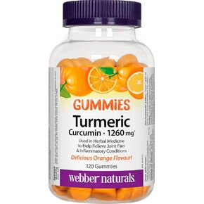 Webber Naturals Turmeric Curcumin Gummies 1260 mg Orange, 120 Gummies