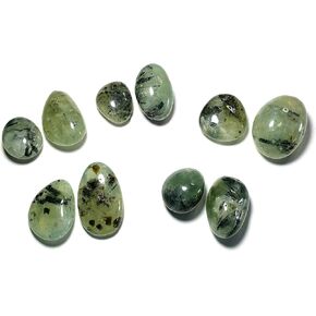 2pc Prehnite with Epidote Small/Medium Tumbled and Polished Natural Crystal Gemstones from Mali, Africa Also Known The Stone of Prophesy, Green, Light Green, Dark Green