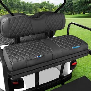 Back Golf Cart Seat Covers for EZGO, Club Car, Yamaha, Rear Golf Cart Seat Cover with Thick Vinyl Leather Comfortable Support Design, Breathable,2 Convenient Pockets
