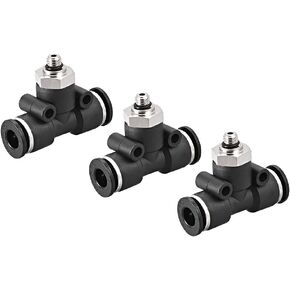 uxcell Plastic Tee Push To Connect Tube Fittings 6mm Tube OD X M5 Male Thread Push Lock 3pcs