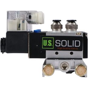 U.S. Solid 4V210-08 6 Pneumatic Solenoid Valves 2 Position 5 Way Manifold Base, DC 24V