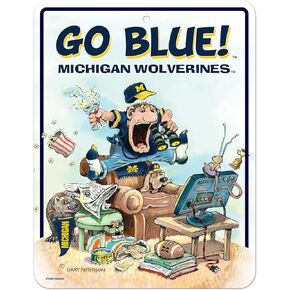 Rico Industries NCAA Michigan Wolverines Gary Patterson The Fan 8.5" x 11" Carbon Fiber Metal Parking Sign - Great for Man Cave, Bed Room, Office, Home Décor