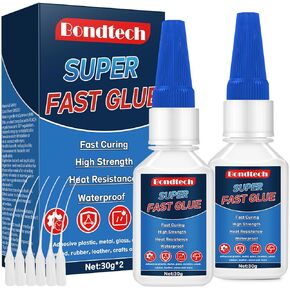 Super Glue 30 g*2, Superglue All Purpose, Instant Glue with Anti-Clog Cap, StronClear Superglue for Plastic, Glass, Ceramic, Metal, Wood, DIY, Precise Repair, Waterproof, Heat-Resistant