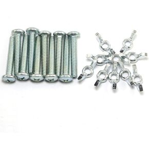 RuiLing 10 Sets Screw Bolts with Wing Nut Kit Zinc Plated Carbon Steel Mounting Hardware Fitting Fastenings- 10pcs 1/4"-20 Hand Tighten Wing Nuts + 10pcs 1/4"-20 x 1-1/2" Phillips Head Screw Bolt