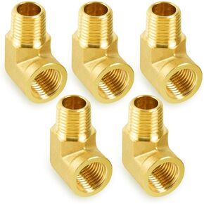 ChillWaves Brass Pipe Fitting, 90 Degree Barstock Street Elbow 1/4" NPT Female x 1/4" NPT Male Thread Adapter(5-PACK)