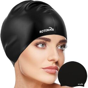 Rotema Silicone Swim Cap,Comfortable and Non-Slip Swim Cap Women Adult,Swimming Cap Soft Texture,Waterproof Silicone Swim Cap,Reusable Swim caps
