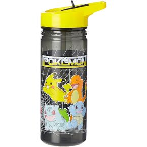 Pokemon Plastic Drinking BPA Free Water Bottle with Removable Straw, Pikachu Print, Leakproof Lid, Reusable, Lightweight, Durable Perfect for Kids & Adults-600ml, Multi, One Size