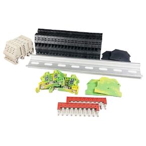 ICI Dinkle DIN Rail Terminal Block Kit #1 Black 20 DK2.5N-BK 12 AWG Gauge 20A 600V Ground DK2.5N-PE Jumper DSS2.5N-10P End Covers End Brackets