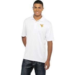 Vantage Apparel Men's Collegiate Premium Moisture Wicking White Icon Polo, West Virginia Mountaineers, White, Small