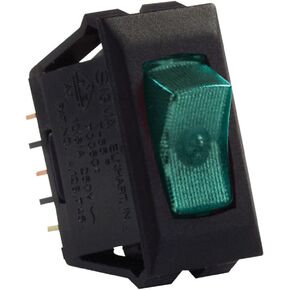 JR Products 13695 Green/Black SPST Illuminated On/Off Switch