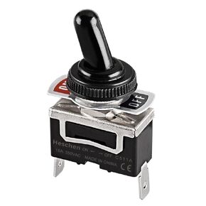 Metal Toggle Switch, C511A, SPST, Maintained, ON/Off 2 Position, 15A 250VAC, 2 Tab Terminal, CE, with Waterproof Cover (1)