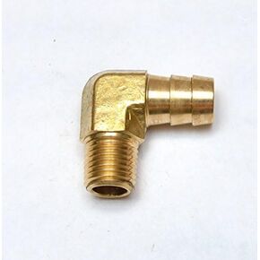 1/2" Hose ID/Hose Barb to 1/4" Male NPT MIP MPT 90 Degree L Right Angle Elbow Brass Fitting Fuel/Air/Water/Boat/Gas/Oil WOG