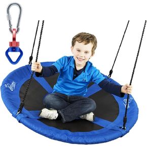 Ultimate Swing Bundle - 40" Giant Saucer Swing & Heavy-Duty Swivel, 500 lbs Capacity, Perfect for Backyard Fun, Hammocks, and Climbing Adventures
