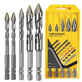 High-Strength Eccentric Twist Drill Bit, High Hardness Skewed Head Eccentric Drill Bits, Multifunction Drill Bit Sets Quick Drilling in 3s for Tile/Glass/Metal/Wood/Plastic (6+6+8+10+12)