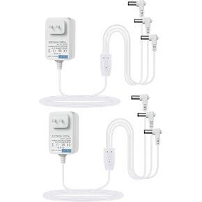 4.5V AC/DC White Power Adapter for Lemax Lighted Village Accessory,Compatible with Lemax#94563 94564 74707 74295 84428 94565 94566 94527 for Christmas Micro Lighting Building Decoration(3 Output,2PCS)