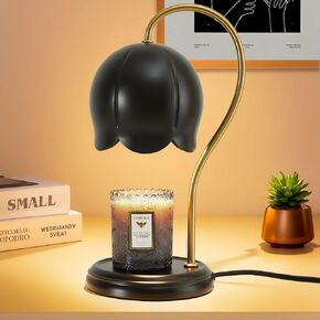 Flower Candle Warmer Lamp with Timer, Black Gold Dimmer Large Electric Jar Candles Warming Light, Flameless Wax Melter Lamps Warmers Burner, Bedroom Living Room Mordern Home Decor