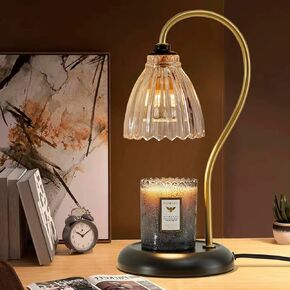 Black Glass Candle Warmer Lamp with 2 Bulbs, Electric Jar Candles Light Melter, Wax Warmers Vintage Lamps Burner, Flameless Lamparas para Velas Aromaticas,Housing Warming Gifts, Housing Home Decor
