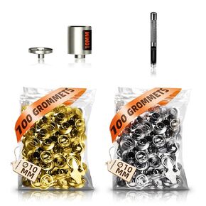 3/8" Grommet Accessory for Grommet Tool, Includes 200 Pcs 10mm Grommet and 10mm Die Heads