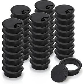 40 Pack Wire Cord Cable Grommet, 2" Desk Cable Hole Cover for PC Desk, Plastic Grommet Cable Cord Organizer for Home Office, Black