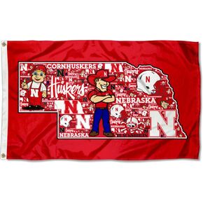 College Flags & Banners Co. Nebraska Cornhuskers Mosaic Logos Flag